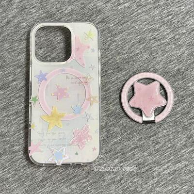 磁吸支架适用三星S25ultra/24/Note20/36韩系彩色极简A16星星S20手机壳A22/23+A71女款S9+S21fe软54/56国际版