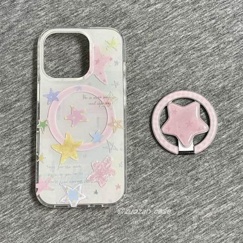 磁吸支架适用三星S25ultra/24/Note20/36韩系彩色极简A16星星S20手机壳A22/23+A71女款S9+S21fe软54/56国际版