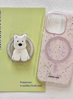 ins磁吸支架适用vivoX100/X30/60/x70/80/y78手机壳X90粉色泼墨小狗y76s软套S18e/S12/15PRO新Y33e/31s少女款