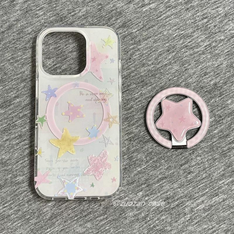 磁吸支架适用oppoA3/reno10/4se手机壳findx7/5pro韩系油画彩色极简星星A56/32/a57女K11x/97/93s软套8国际版