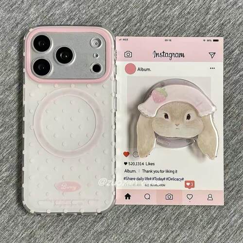 磁吸支架适用opporealmeGT5pro/neo9/6se手机壳V50/11/GT3女款8可爱粉色波点草莓兔子Q2/5i真我x7pro新23软z4