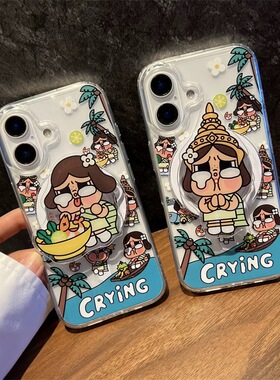 磁吸支架适用oppoA3eno10/4se手机壳findx7/5pro可爱泰国哭娃宝贝女孩A56/32/a57新品女款K11x/97/93s软套8