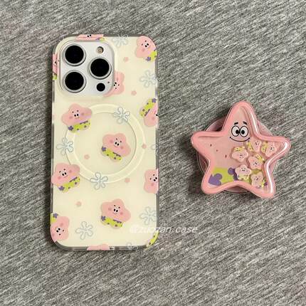 磁吸支架适用oppoA3/reno10/4se手机壳findx7/5pro卡通满屏派大星摇摇乐A56/32/a57女K11x/97/93s软套8国际版