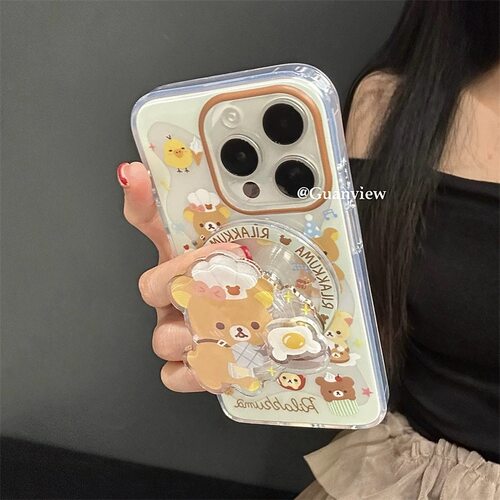 磁吸支架适用小米15/13U可爱烹饪煎鸡蛋小熊K80手机壳红米Turbo3新品k70/60ote12t/civi4pro软套40+女款50e