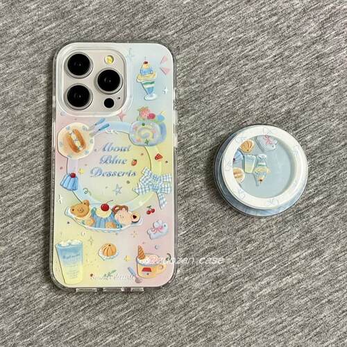 磁吸支架适用oppoA3/reno10/4se手机壳findx7/5pro小熊瑞士卷冰淇淋清新A56/32/a57女K11x/97/93s软套8国际版