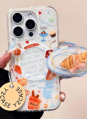 磁吸支架适用oneplus11一加12手机壳ace竞速版1+ACE5V涂鸦英文蝴蝶结牛角包8t/10/9女7TPRO/9RT/6t软NordCE13