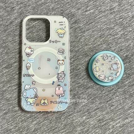 磁吸支架适用oppoA3/reno10/4se手机壳findx7/5pro韩风冰淇淋围边小动物 A56/32/a57女K11x/97/93s软套8国际