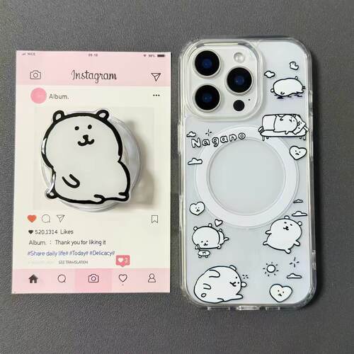 磁吸支架适用opporealmeGT5pro/neo9/6se手机壳V50/11/GT3女款8可爱摆烂胖嘟嘟自嘲熊Q2/5i真我x7pro新23软z4