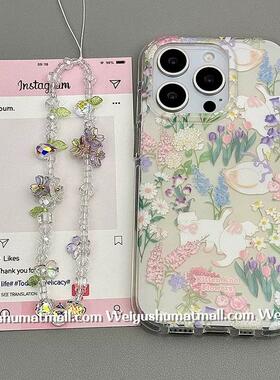 链条手机壳适用小米15/13U花朵蝴蝶结猫咪K80+手机壳红米Turbo3国际版k70/60/note12t/civi4pro软套poco女50e