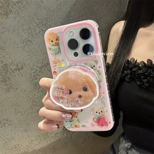 摇摇乐磁吸支架可爱森贝儿玩偶适用苹果16手机壳iPhone15女防摔13/12卡通11PROMAX全包S/XR新品7/8软套14PLUS