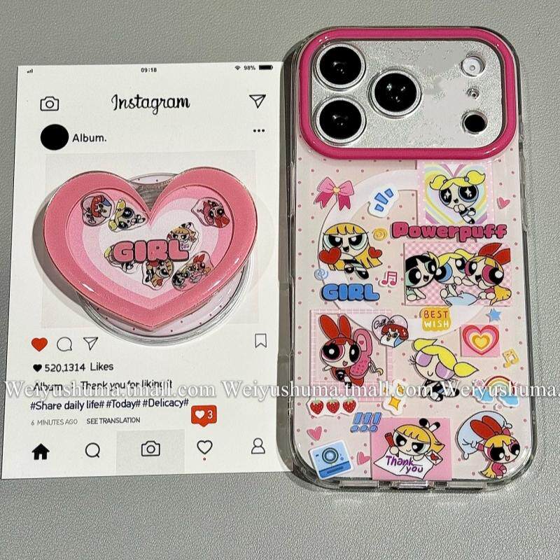 波点爱心飞天小女警磁吸支架适用苹果16手机壳iPhone15少女款13/12防摔11PROMAX全包S/XR新品7/8软套14PLUS