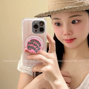 畅玩50plus软套女款 磁吸支架适用华为荣耀100韩风90华为magic6pro 300简约粉纹英文400i X20 80GT手机壳70se