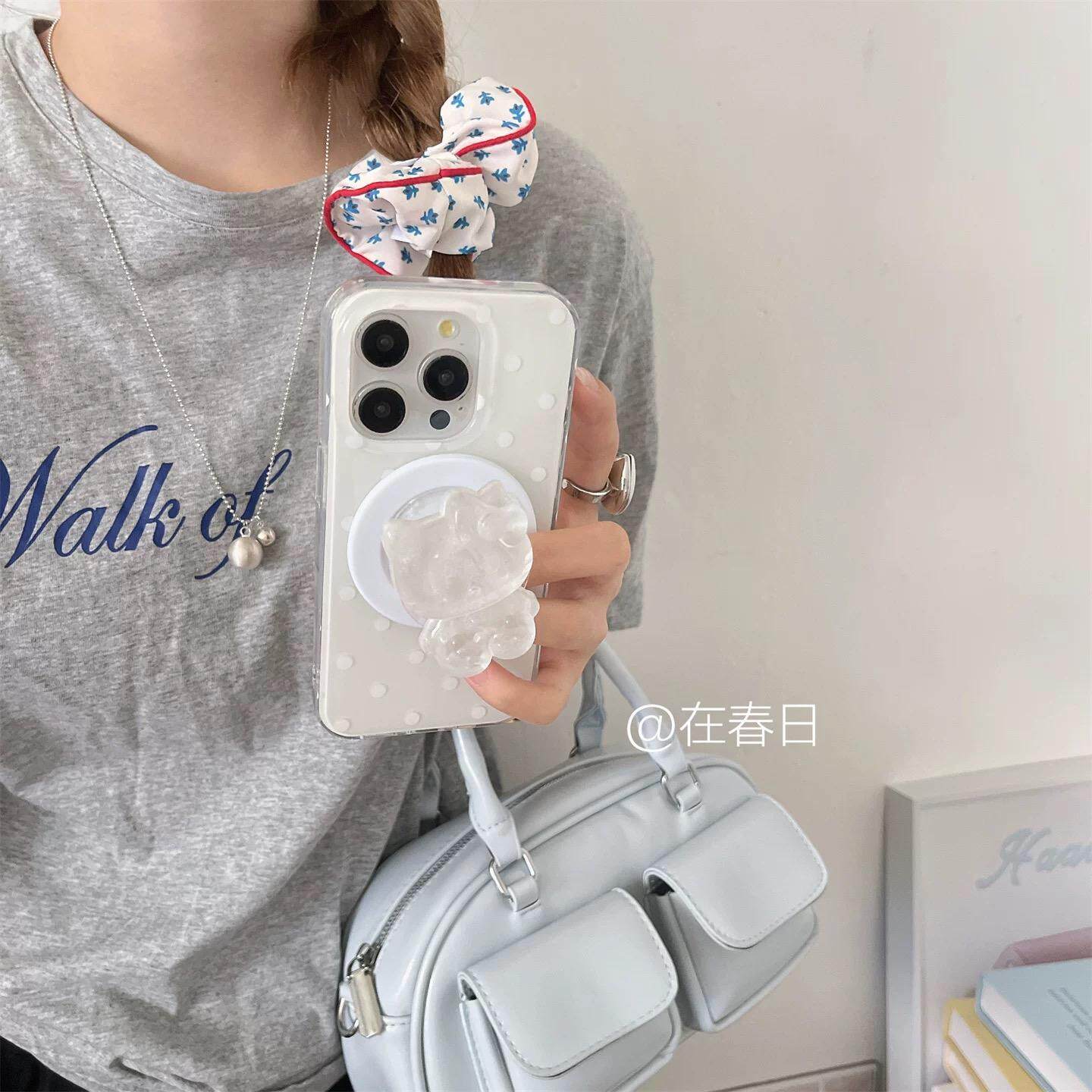 磁吸支架适用oppoA3/reno10/4se手机壳findx7/5pro干净奶油高级白波点猫A56/32/a57女K11x/97/93s软套8国际版