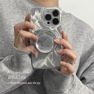 5pro高级感银色羽纱A56 93s软套8全包新品 reno10 4se手机壳findx7 K11x 磁吸支架适用oppoA3 a57男女款