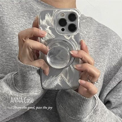 磁吸支架适用oppoA3/reno10/4se手机壳findx7/5pro高级感银色羽纱A56/32/a57男女款K11x/97/93s软套8全包新品