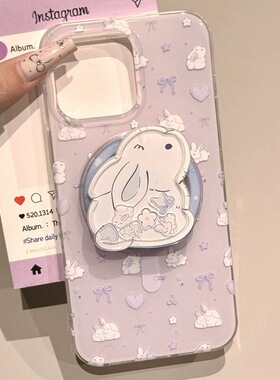 磁吸支架适用oppoA3eno10/4se手机壳findx7/5pro温柔紫底碎花兔子A56/32/a57女款K11x/97/93s软套8全包新品