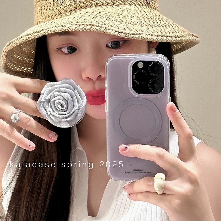 磁吸支架适用苹果16手机壳iPhone15女款13/12高贵紫色浪漫玫瑰防摔11PROMAX个性全包边S/XR硅胶7/8软套14PLUS
