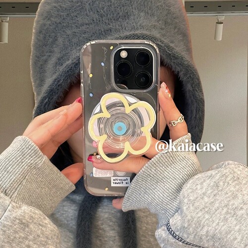 磁吸支架适用苹果16手机壳iPhone15女款13/12日韩简约波点花朵防摔11PROMAX全包边S/XR新品7/8软套14PLUS透明