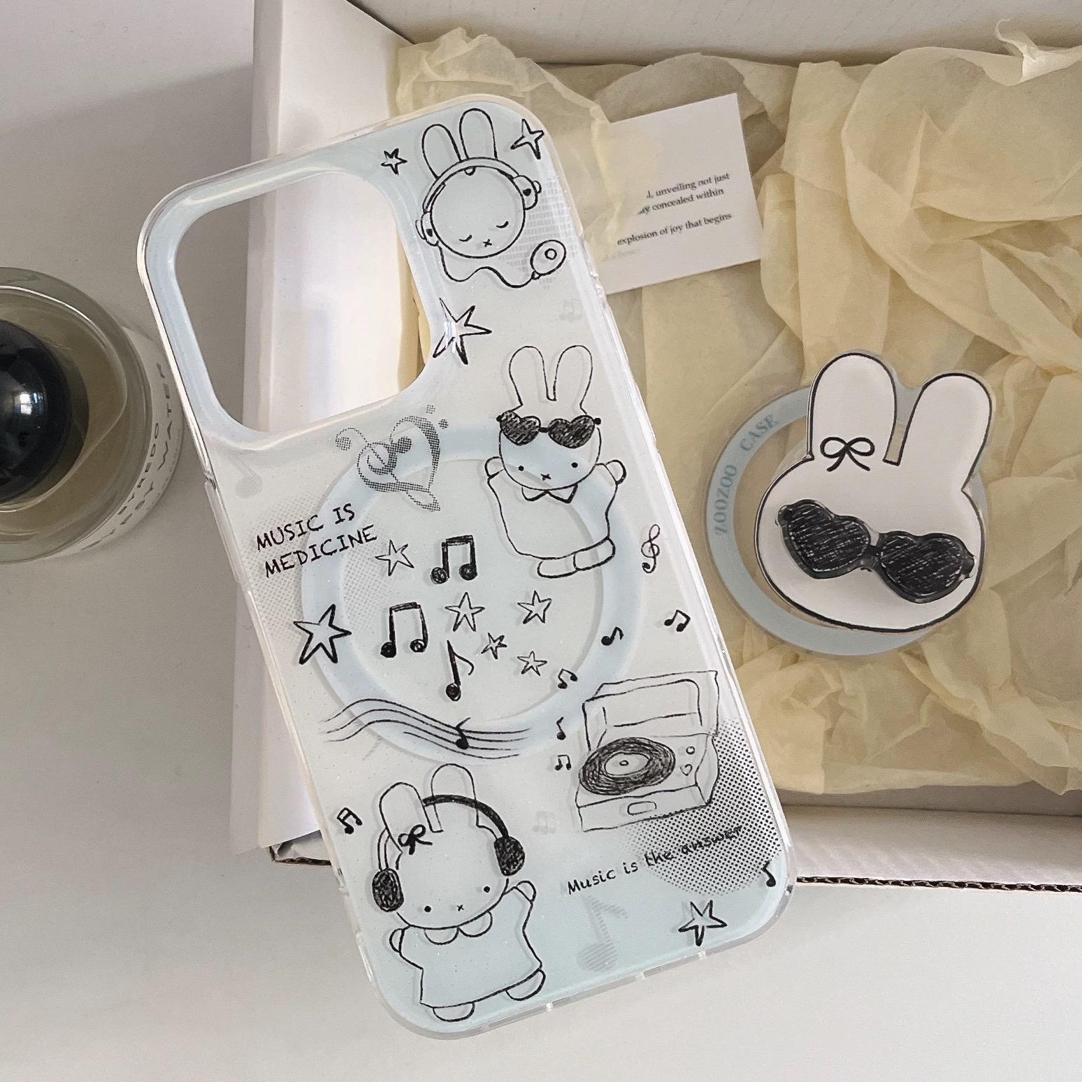 磁吸支架适用华为荣耀100女90华为magic6pro/80GT手机壳70se/X20/30耳机音乐墨镜兔子个性40i+畅玩50plus软女
