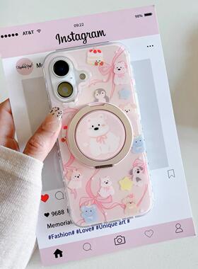 磁吸支架适用oppoA3/reno10/4se手机壳findx7/5pro可爱蝴蝶结狗狗乐园A56/32/a57女K11x/97/93s软套8国际版