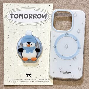 线条jellycat企鹅磁吸支架适用苹果16手机壳iPhone15女款防摔13/12小清新11PROMAX全包S/XR新品7/8软套14PLUS