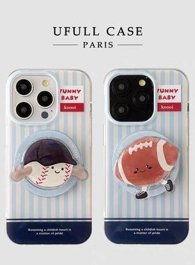 磁吸支架适用华为荣耀100女90华为magic6pro/80GT手机壳70se/X20/30蓝色条纹橄榄棒球个性40i+畅玩50plus软女