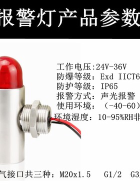 DX-200不锈钢304材质声光报警灯可燃气体报警灯m20*1.5G1/2G3/4