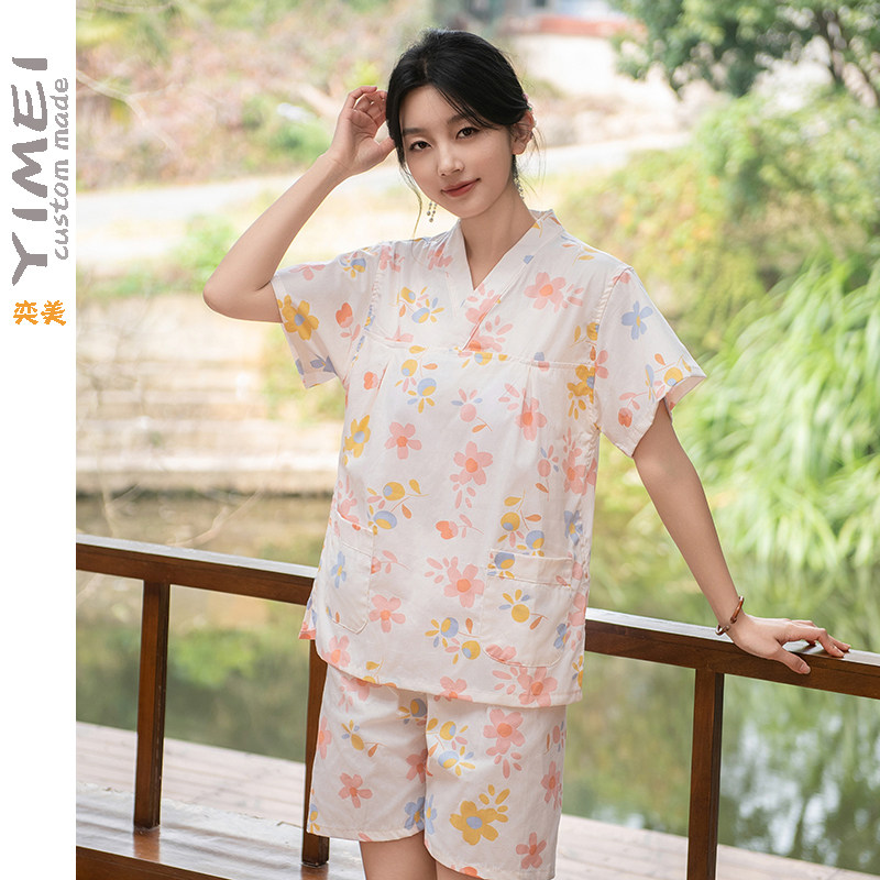 2024新款汗蒸服带胸垫可爱理疗艾灸美容刮痧纯棉女男情侣款桑拿服图片