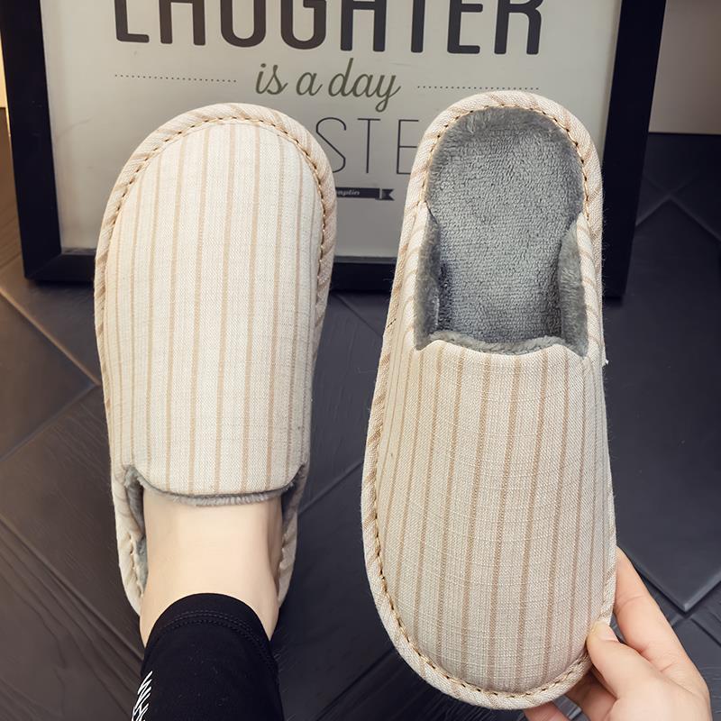 秋冬踩屎感棉拖鞋男女士季室内家居防滑底保暖布拖鞋1019u