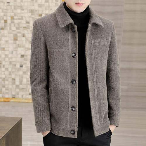 秋冬季新款男士毛呢大衣短款韩版潮流加厚中年夹克男装外套1218e