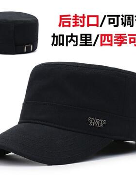 平顶帽后封口2025秋冬新款户外休闲百搭中老年短檐鸭舌帽10221e