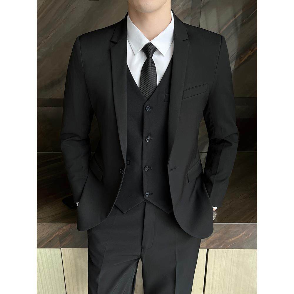 秋冬季新款休闲西服套装男士修身商务职业正装韩版伴郎礼服1212n