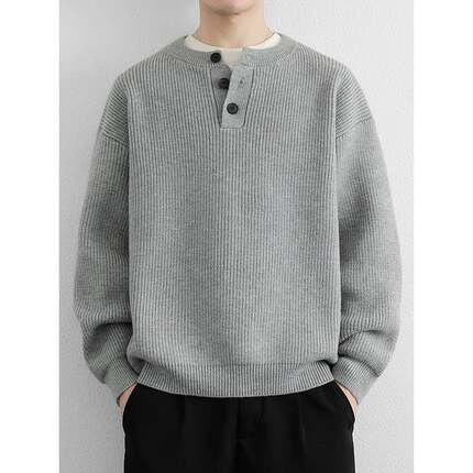 2025秋冬季新款男士毛衣针织衫加厚纯色高级感毛线衣打底衫1215u