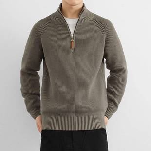 宽松针织衫 冬季 毛线衣韩版 2025新款 年拉链打底1219u 立领毛衣男士