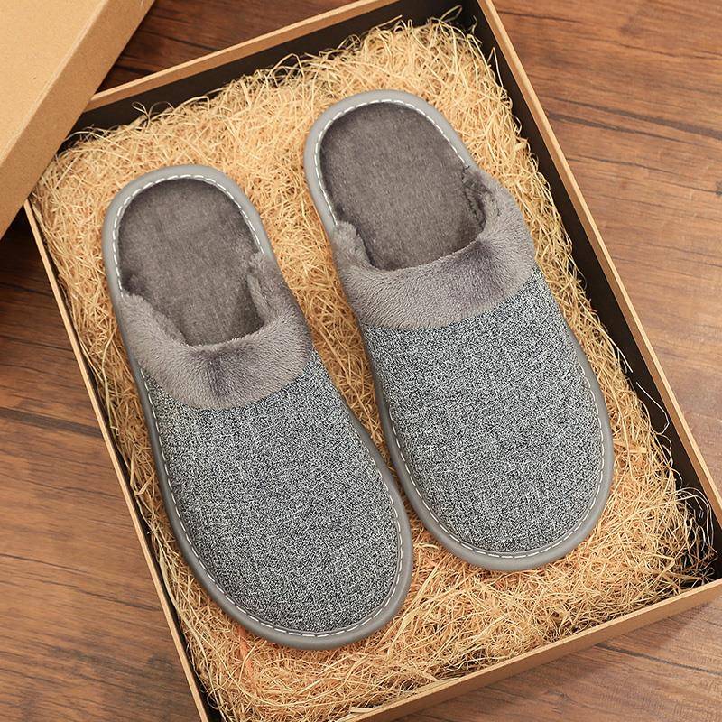 秋冬季居家家用布艺保暖拖鞋男女情侣室内防滑软底家居拖鞋1119h