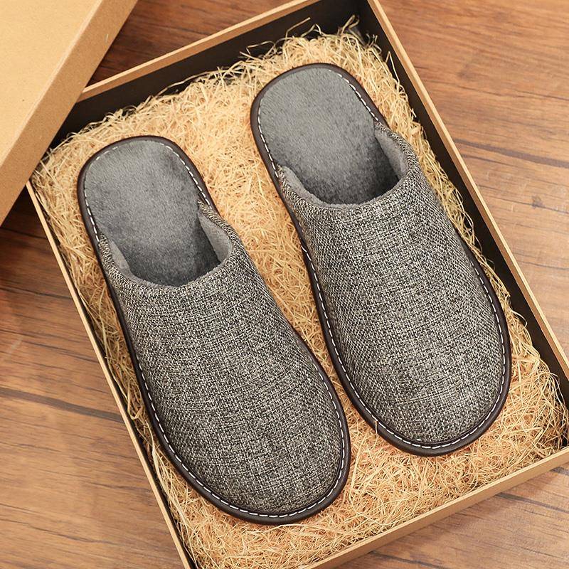 秋冬季居家布艺拖鞋男情侣室内家用防滑厚底家居保暖毛毛拖1119h