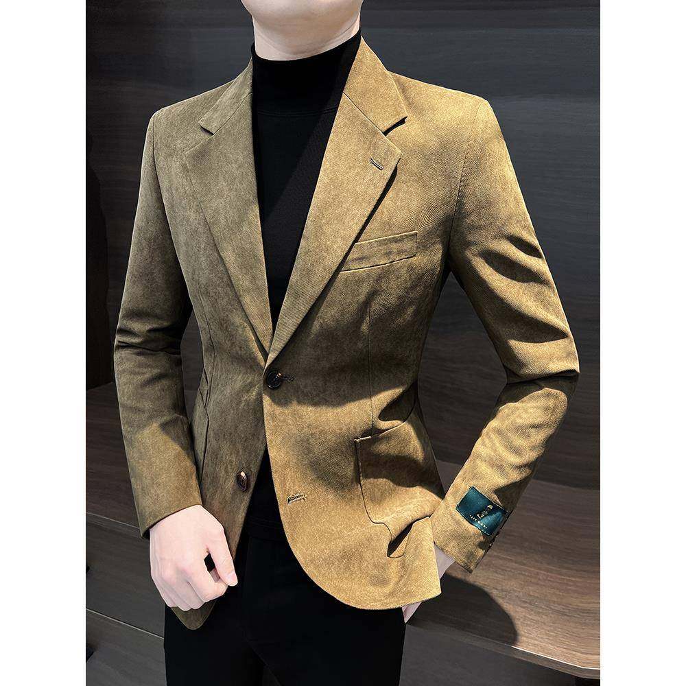 秋冬季新款西服男士2025感休闲韩版修身男士皮西装外套男款1212n
