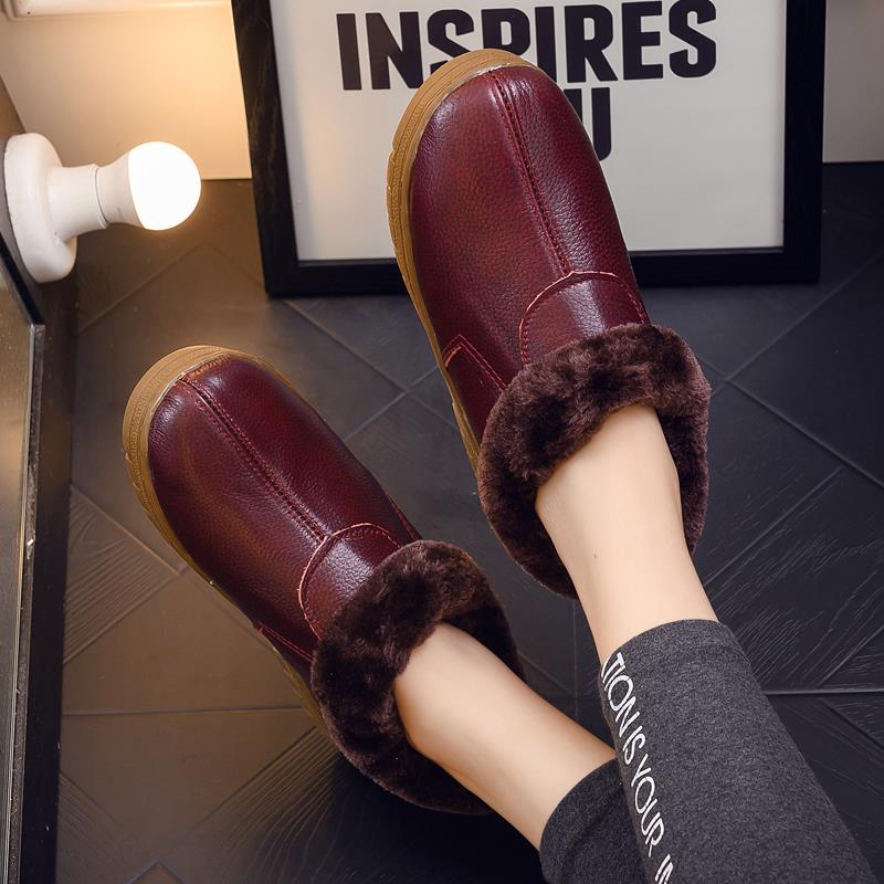 秋冬季暖鞋爷爷奶奶爸爸妈妈防滑中老年人棉拖鞋包跟男女1019u