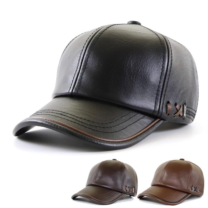 秋冬秋帽子男P皮质棒球帽加绒加厚鸭舌帽中老年防风保暖老人1207u
