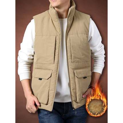 双面穿马甲男秋季加绒背心男户外休闲运动马夹立领无袖男外1215u