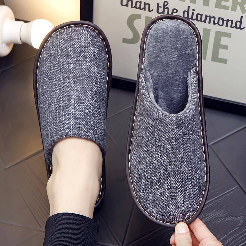 秋冬季居家拖鞋男女情侣室内家用防滑厚底木地板家居保暖布1119h