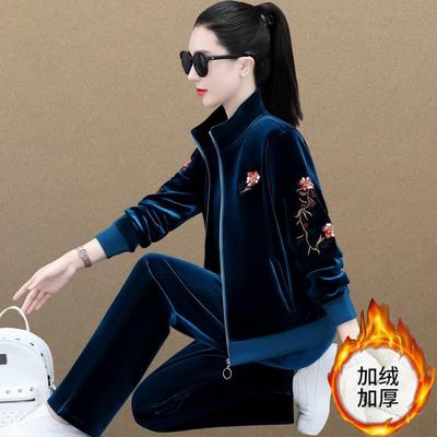 女款时尚套装三件套丝绒运动服女2024年秋新款洋气秋季休闲0903b