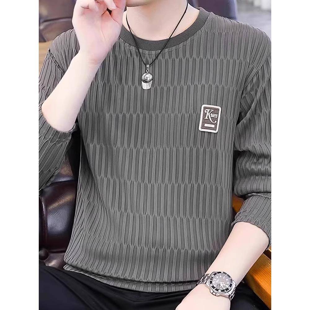 秋冬长袖t恤男士新款潮流打底衫上衣服宽松休闲百搭圆领卫衣1117u