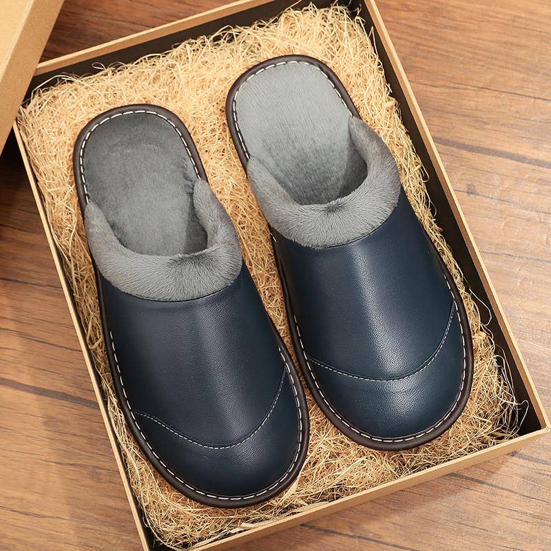 秋冬季男士新款皮居家拖鞋男女室内防滑静音家居家用保暖毛1114n