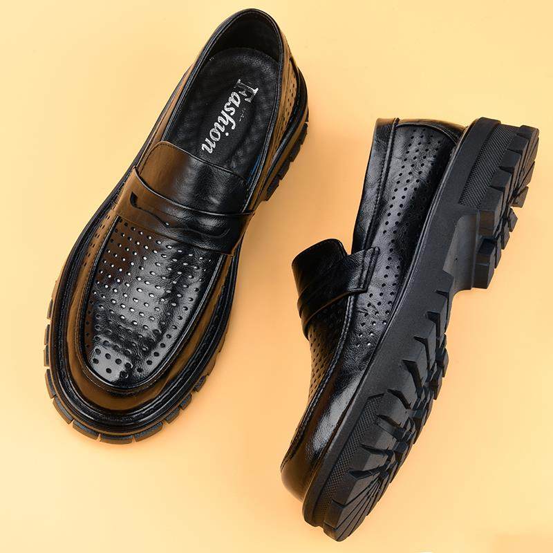 夏季男士皮鞋镂空透气一脚蹬圆头打孔软底休闲皮凉鞋男款2020613r,流行男鞋,休闲皮鞋,淘宝优惠券,粉丝福利购,淘宝优惠卷