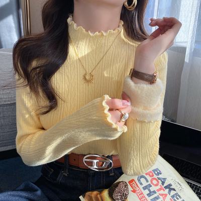 黄色半高领打底衫女款内搭