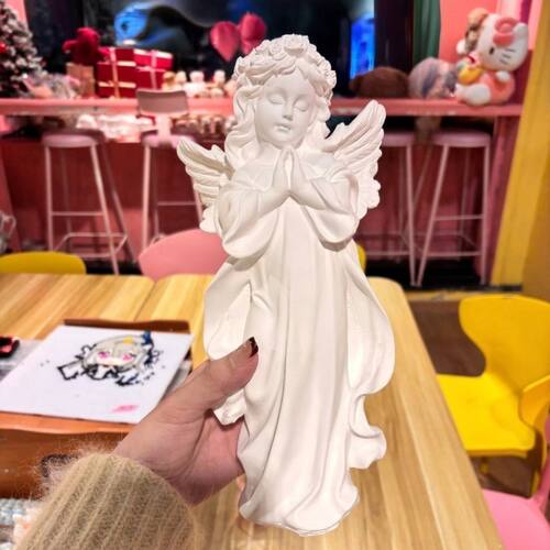 欧式复古天使摆件美式树脂石膏雕像雕塑小天使女孩桌面装饰品道具