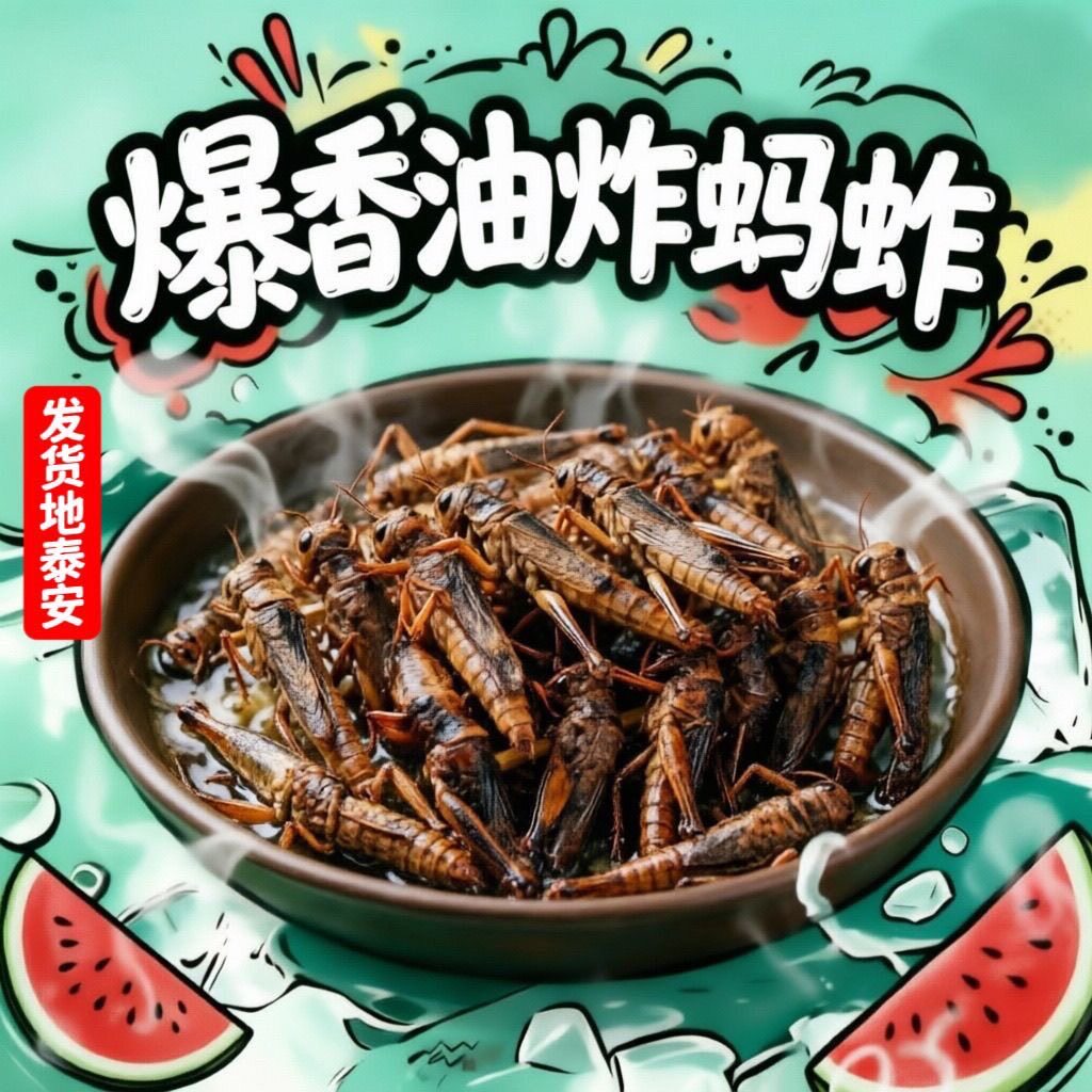 香脆油炸蚂蚱即食零食蝗虫食用