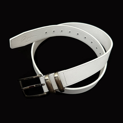 Oxycodone/意大利进口头层牛皮「霜月骑士」象牙白极简通勤腰带