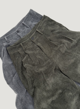 Oxycodone/370g高密度十坑灯芯绒褶皱活页立体剪裁A字阔腿休闲裤